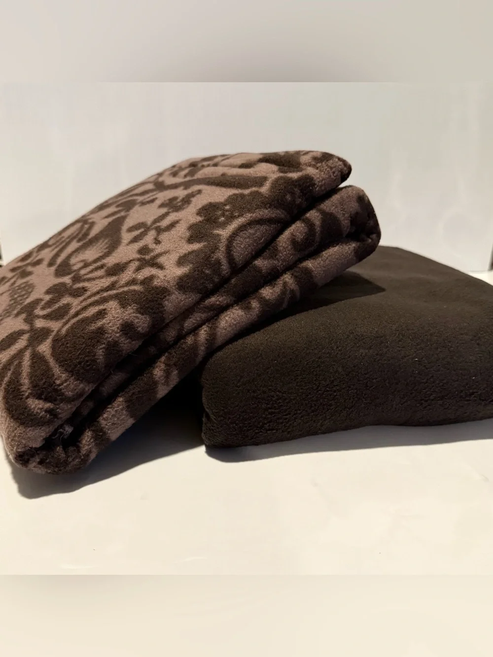 2pc Throw Blanket Set Throw Size Brown Botanical Pattern Rectangular